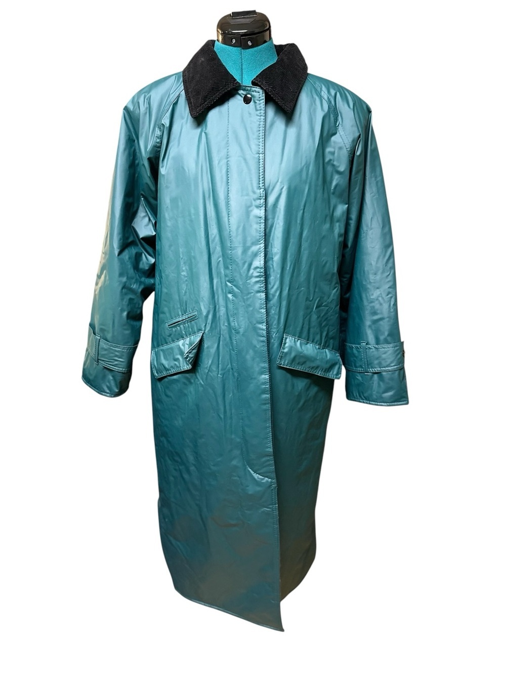 Vintage Misty Harbor Green Plaid Women’s Size M Flannel Lined Rain Coat - Picture 2 of 12